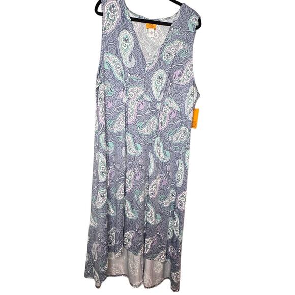 RUBY RD WOMANS HIGH LOW MAXI DRESS LIGHT BLUE PAISLEY SIZE 2X NEW WITH TAGS - Picture 3 of 7